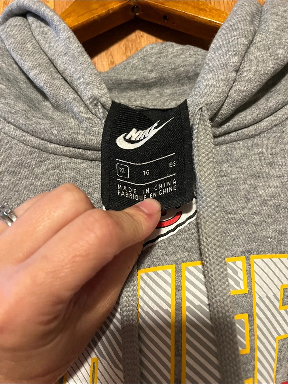 Nike Gray Chiefs Kingdom Crewneck Hoodie with Red & Yellow Graphics